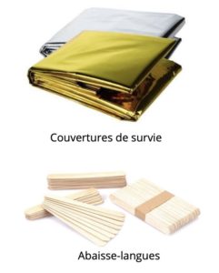 Couvertures de survie & abaisses-langues